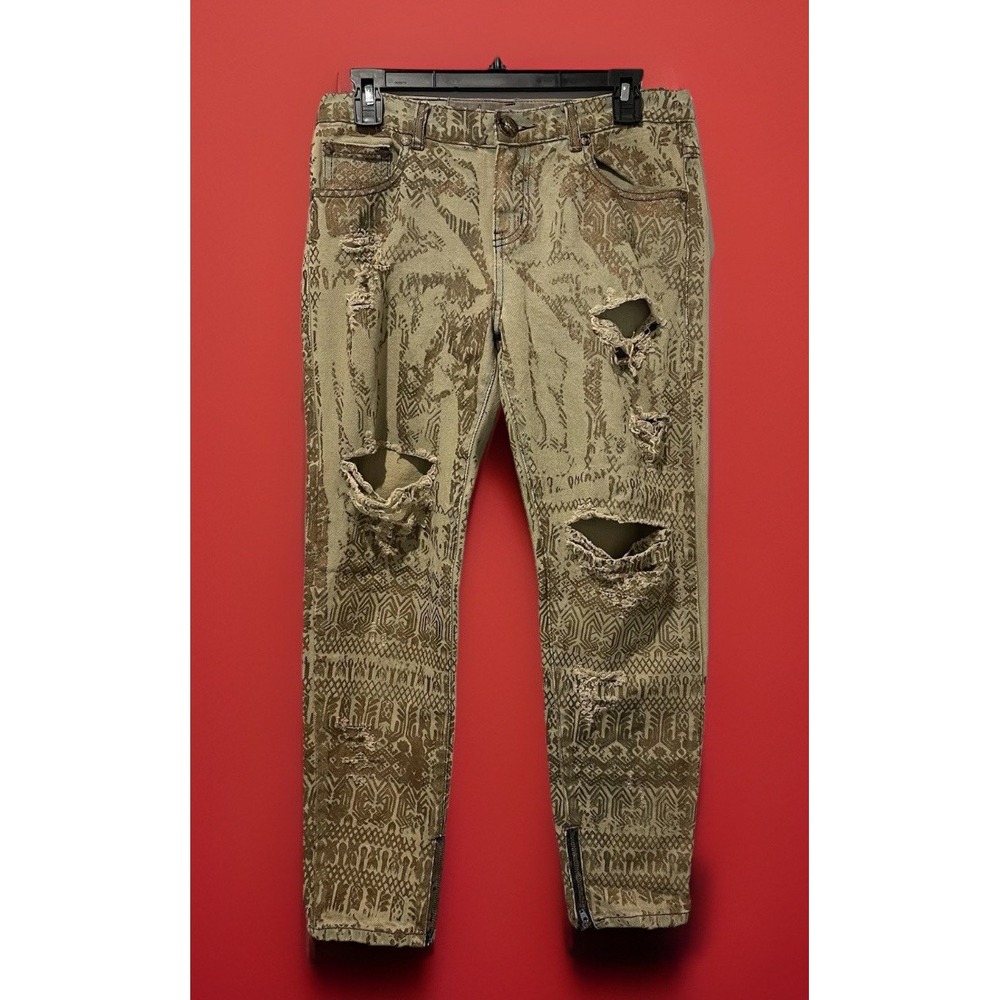 ONE TEASPOON- NWOT Piper 01 JEANS Size 26‎ Ret$170 THRASHED DESTROYED Camo Brown